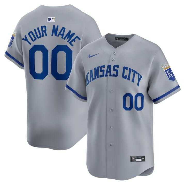 Men%27s Kansas City Royals Active Player Custom Gray 2024 Alternate Limited Stitched Baseball Jersey